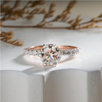 1.50 Carat Round Diamond Six Prong Solitaire With Side Stone Ring