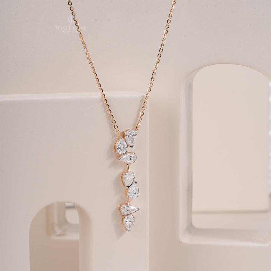 Luxury Rose Gold Moisanite Pear Cut Diamond Drop Pendant, Modern Drop Necklace for Gold Diamond Jewelry