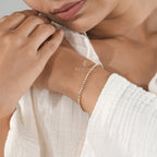 Delicate Gold Bracelet with Round and Princess Cut Diamonds