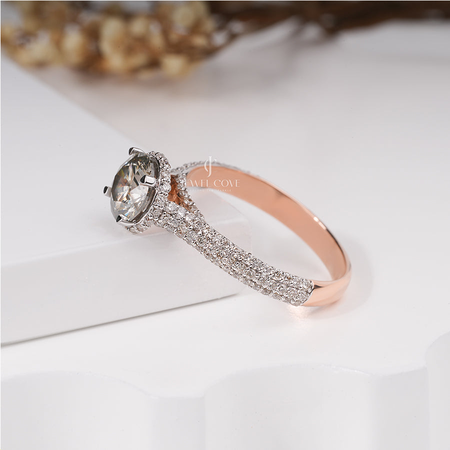Round Moissanite Diamond Mellisa Hidden Halo Ring