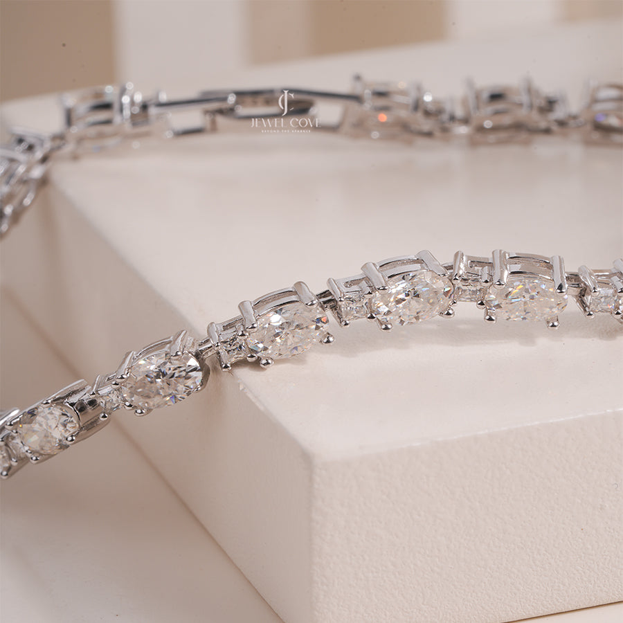 Oval Cut Diamond Tennis Bracelet for Women, Luxury Gold Jewelry Collection,Wedding Gift
