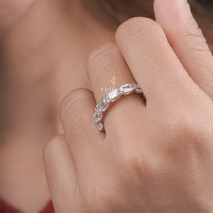 Emerald Stackable Moissanite Full Eternity Band | IGI Certified | E-F Color | VVS/VS Clarity