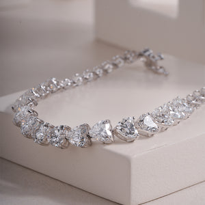 18k Gold Heart Lab Grown Diamond Tennis Bracelet | IGI Certified Bracelet