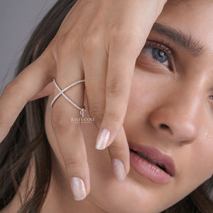 X-Shape Crossover Lab Grown Ring with Pave Setting | IGI Certified