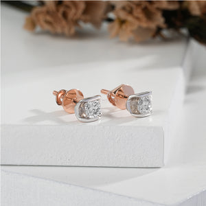 Two-Tone Gold Lab Diamond Studs For Her | EF Color | VVS-VS Clarity | IGI Certified