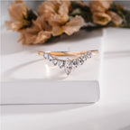 Elegant Marquise V-Shape Ring with Round Accents Engagement Band