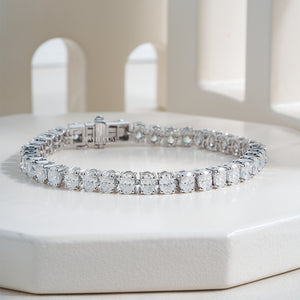 Oval Cut Lab Grown Tennis Bracelet in White Gold | IGI Certified | EF Color
