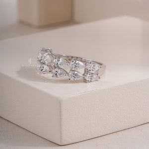Pear Half Eternity Ring | Lab Grown Diamonds | White Gold Wedding Band | IGI Certified