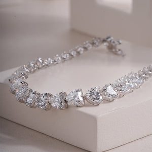 18k Gold Heart Lab Grown Diamond Tennis Bracelet | IGI Certified Bracelet