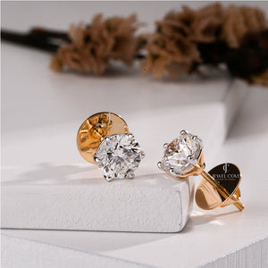 6 Prong Solitaire 1.5CT Each Carat Moissanite Diamond Studs For Her | EF Color | VVS-VS Clarity | IGI Certified