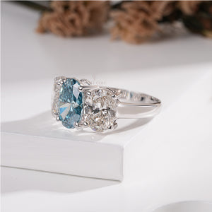 Three Stone Oval Lab Grown Ring | E-F Color | VVS- VS Clarity | IGI Certified