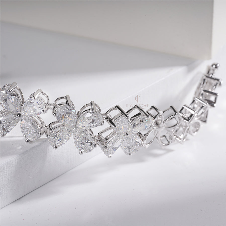 Delicate Pear Moissanite Diamond Bracelet Woman’s Wrist – Minimalist Jewelry Style