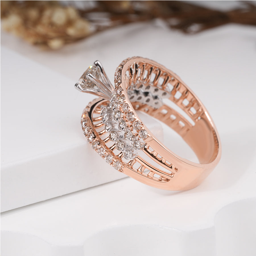 Sparkle Round Solitaire Four Band Engagement Ring