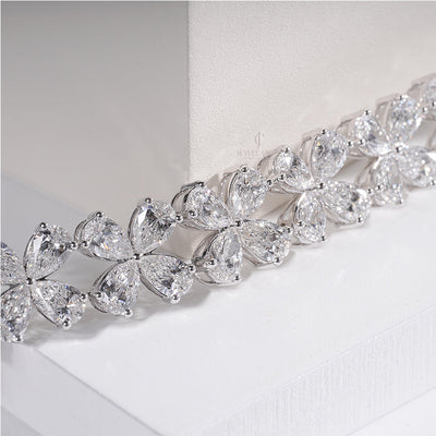 Delicate Pear Moissanite Diamond Bracelet Woman’s Wrist – Minimalist Jewelry Style