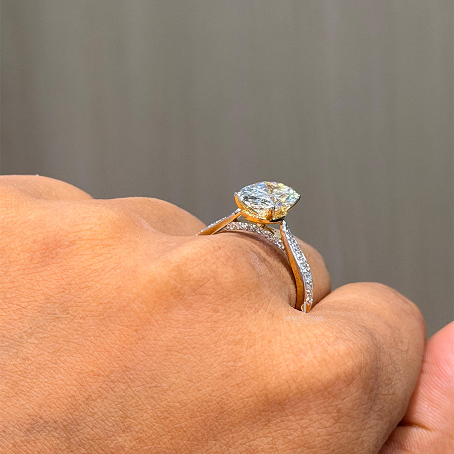 3CT Oval Solitaire Cathedral Setting Ring | Lab Grown Diamonds | IGI Certified