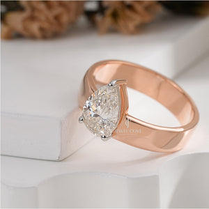 2CT Pear Lab Grown Diamond Engagement Ring | 3 Claw Solitaire | IGI Certified