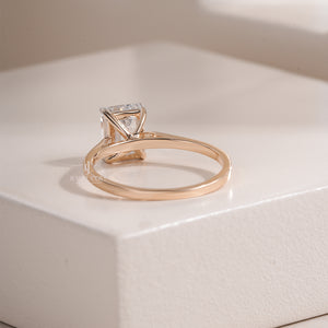 1.5CT Emerald Solitaire Lab Grown Minimalist Shank Yellow Gold Ring | IGI Certified