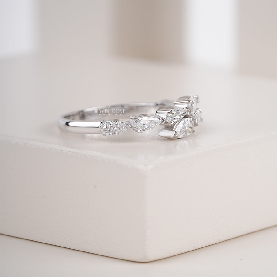 Pear Lab Grown Eternity Solid Gold Wedding Band | IGI Certified