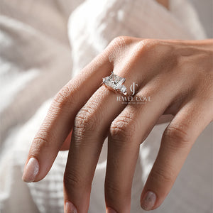 Princess Three Stone Lab Grown Ring | IGI Certified | E-F Color | VVS- VS Clarity