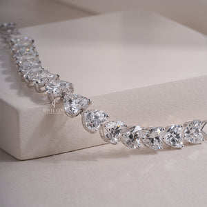 18k Gold Heart Lab Grown Diamond Tennis Bracelet | IGI Certified Bracelet