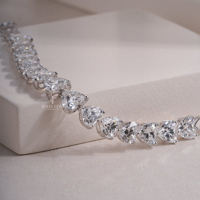 Heart Cut Lab Grown Diamond 18k Gold Bracelet, Precision Cut, Jewellery Gift For Her Anniversary Gift