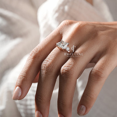 Luxury Princess-Cut Diamond Ring with Side Accents