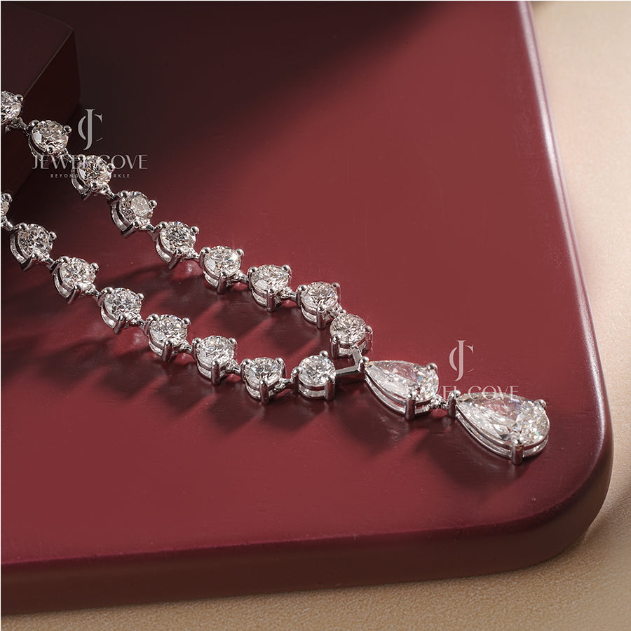 10K White Gold Round Lab Grown Necklace | White Gold 14K | IGI Certified | E-F Color | VVS- VS Clarity