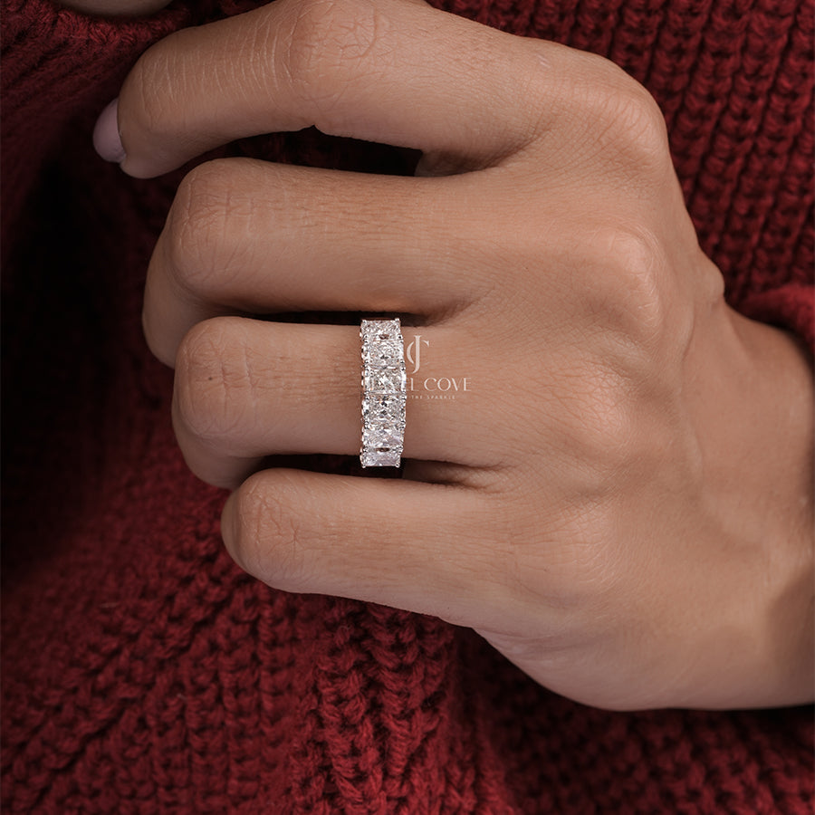 2.30 CT Radiant Diamond Six Stone Halia Wedding Band | IGI Certified | E-F Color | VVS- VS Clarity