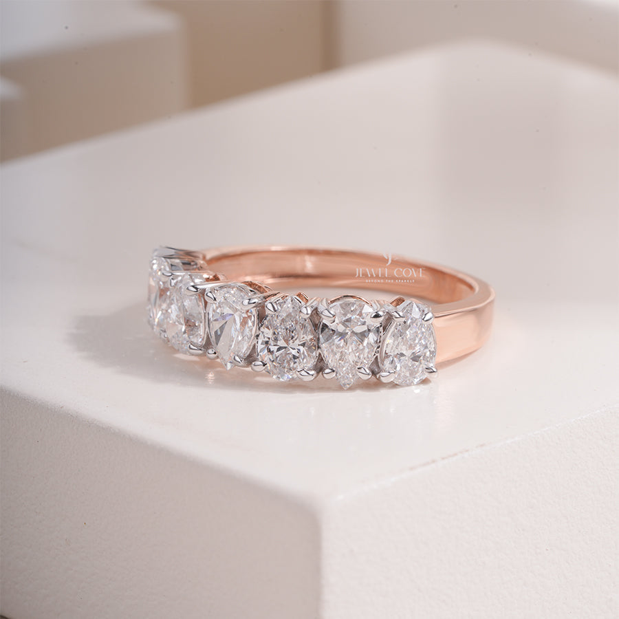 Pear Lab-Grown Seven-Stone Shared-Prong Ring | IGI Certified | E-F Color