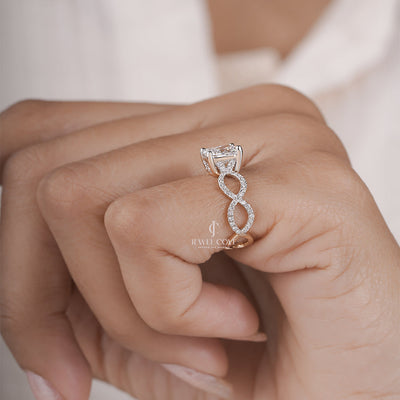 Cushion Cut Lab Grown Diamond Engagement Ring – Criss Cross Wedding Band