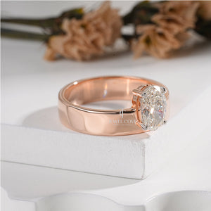 Oval Solitaire Rose Gold Engagement Ring | Lab Grown Diamond | IGI Certified