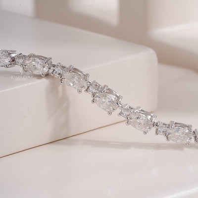 Oval Cut Moissanite Diamond Tennis Bracelet for Women, Luxury Gold Jewelry Collection,Wedding Gift