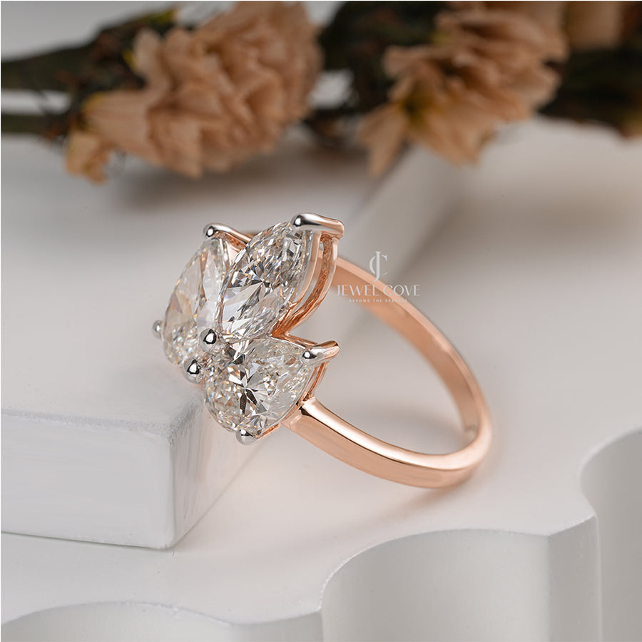 Pear & Marquise Trio Lab Diamond Ring | E-F Color | VVS- VS Clarity | IGI Certified