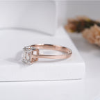 Emerald Cut Diamond Ring in Rose Gold for Women Engagement and Wedding Jewelry