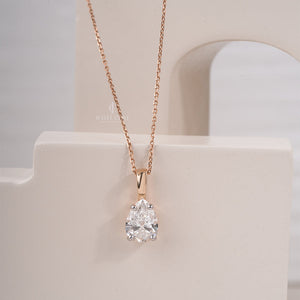 1.5ct Pear Solitaire Lab Grown Diamond Pendant in Yellow Gold | IGI Certified