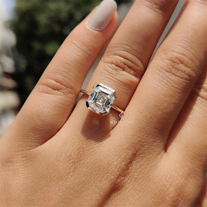 3CT Asscher Cut Solitaire Half Bezel Set Ring | Lab Grown Diamonds | IGI Certified