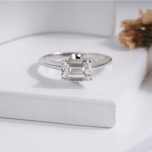 2CT Emerald Lab Grown Hidden Round Diamond Engagement Ring | IGI Certified