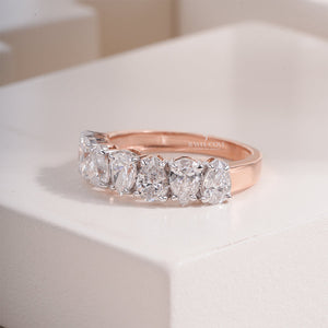 Pear Moissanite Seven-Stone Shared-Prong Ring | IGI Certified | E-F Color
