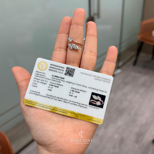 3 Stone Round & Marquise Diamond Ring | 14K Rose Gold | Lab Grown Diamonds | IGI Certified