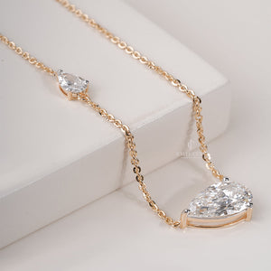 10K Solitaire Pear Lab-Grown Diamond Pendent | IGI Certified | E-F Color | VVS- VS Clarity | Rose Gold 10K