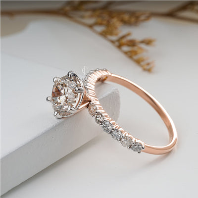 1.50 Carat Round Diamond Six Prong Solitaire With Side Stone Ring