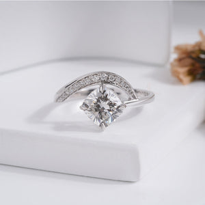 1.6CT Cushion Waves Moissanite Wedding Ring | IGI Certified | E-F Color | VVS- VS Clarity