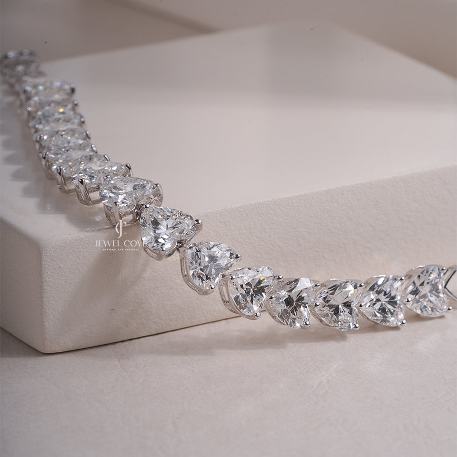 18k Gold Heart Moissanite Diamond Tennis Bracelet | IGI Certified Bracelet