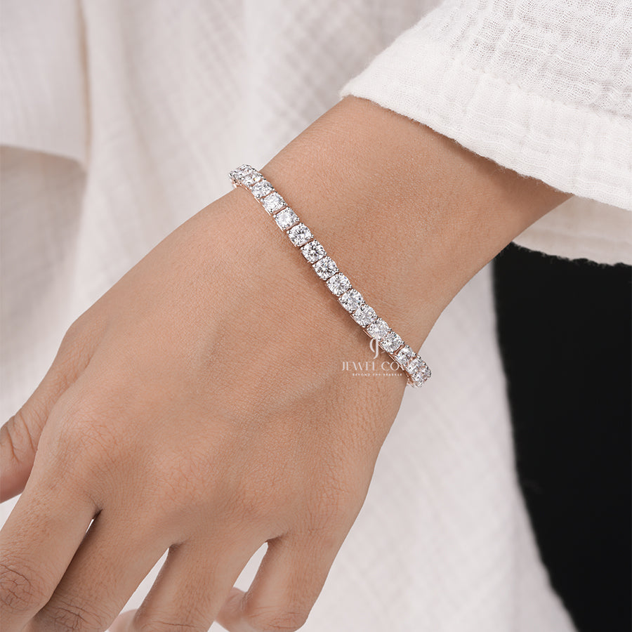 10K Rose Gold Round Tennis Bracelet | Lab Grown Diamond Jewellery | EF Color | VVS-VS Clarity | IGI Certificate