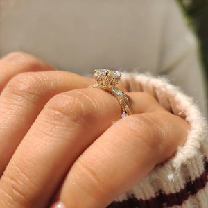 Marquise Cut Diamond Ring with Hidden Flower Crown | Lab Grown Diamonds | IGI Certified
