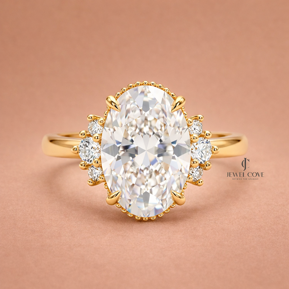 Phoenix Stack Marquise Wing & Oval Solitaire Lab Grown 3 Bridal Ring Set