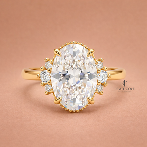 2CT Oval Solitaire Moissanite Stack Marquise Wing Bridal Ring Set | IGI Certified