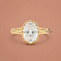 2CT Oval Cut Lab Grown Hidden Halo Engagement Ring | IGI Certified Yellow Gold Ring