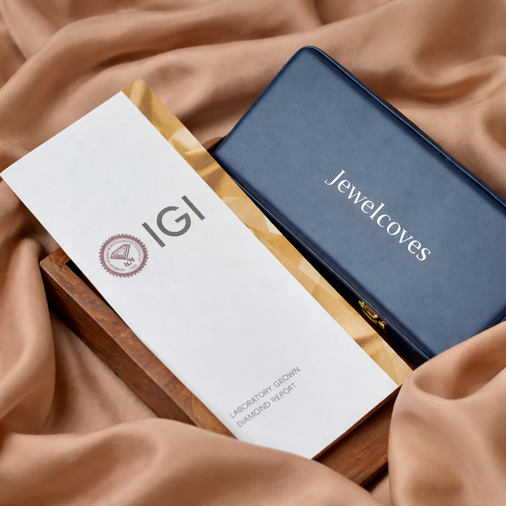 Round Cut Lab Grown Diamond Engagement Ring with Side Stones | IGI Certified | E-F Color | VVS–VS Clarity