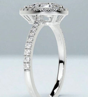 1CT Pear Cut Lab Grown Halo Setting Engagement Ring | Lab Grown Diamonds | IGI Certified | E-F Color